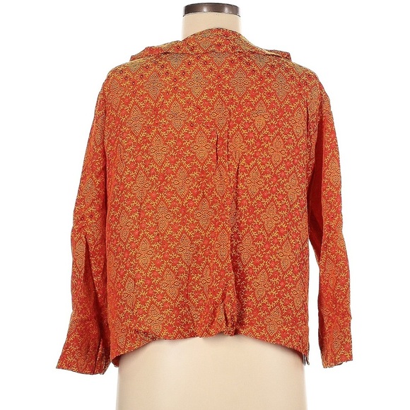 Amy Rigg Orange Floral Embroidered Button Down Blouse Shirt Lagenlook - Picture 2 of 5